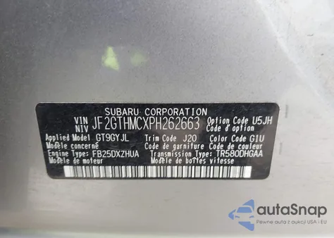 2023 Subaru Crosstrek Limited z USA, uszkodzony, nr VIN JF2GTHMCXPH262663